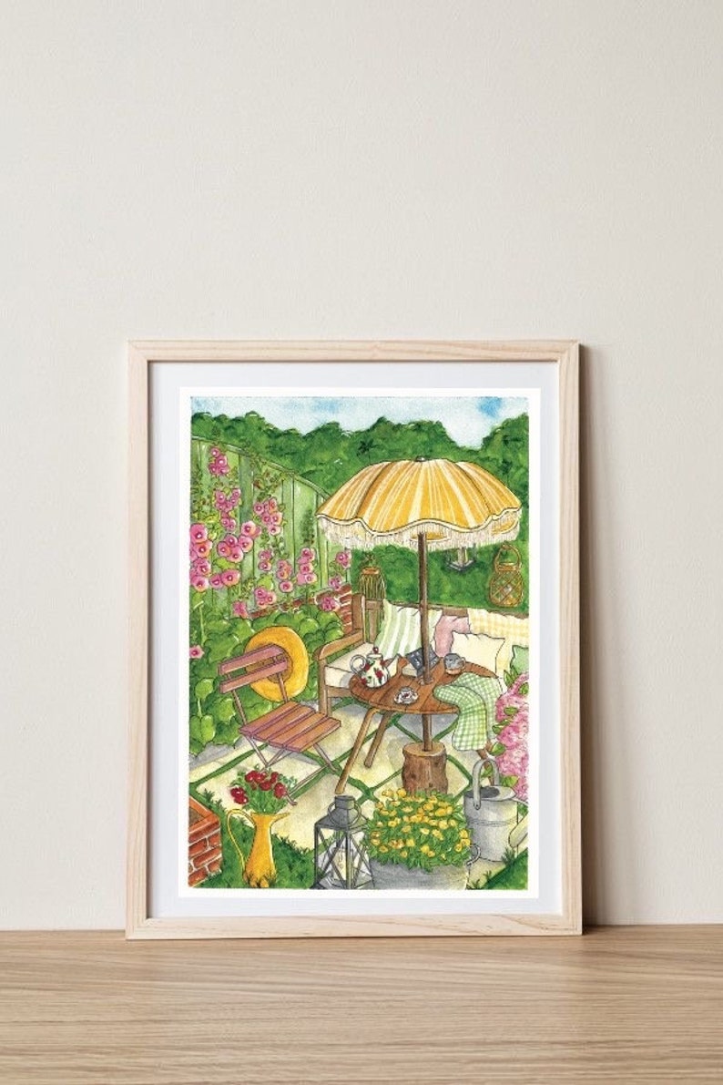 Summer garden poster A4, A5, A6 Home decor Watercolor illustration print Original watercolor image 4