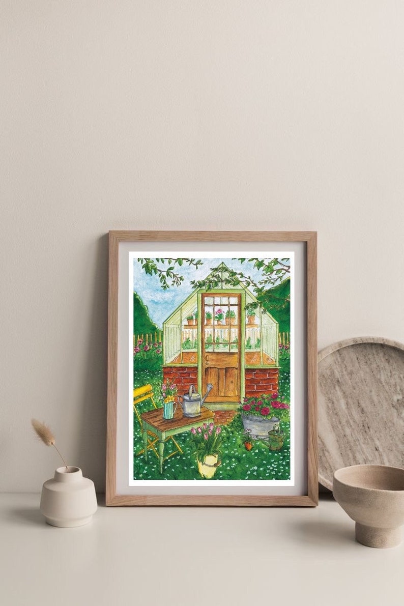 Affiche Serre de printemps A4, A5, A6 Décoration maison Impression illustration Aquarelle Aquarelle Originale image 5