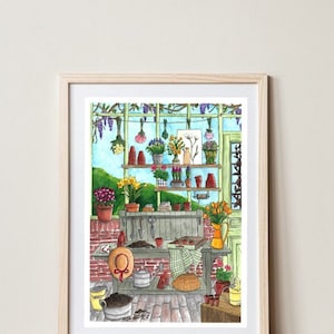 Affiche Serre de Printemps A4, A5, A6 Décoration maison Impression illustration Aquarelle Aquarelle Originale image 4