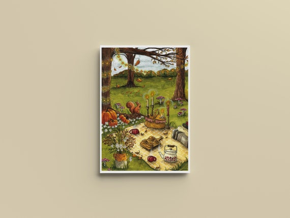 Affiche Automne cosy et chaleureux - A4, A5, A6 - Décoration maison - Impression illustration Aquarelle
