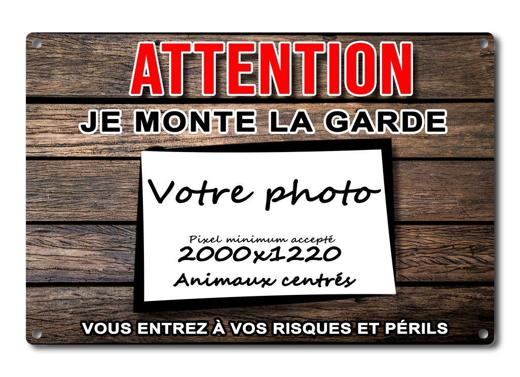 Plaque Chien Personnalisée Pancarte Pour Barrière Panneau de Portail en Aluminium Attention Au Je Mo