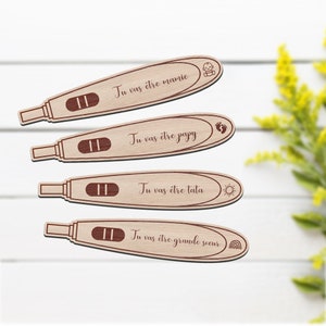 Pregnancy announcement - personalized wooden pregnancy test