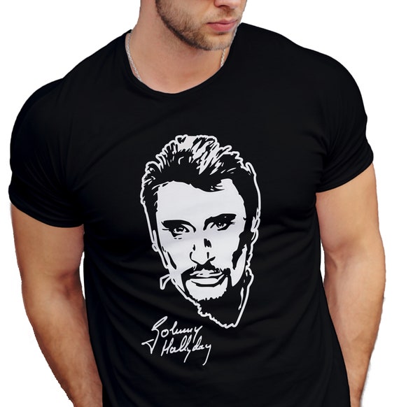 Personalized Fan Portrait T shirt Tribute to Johnny Hallyday Man