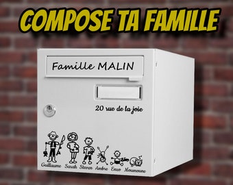 Stickers Vinyle adhésifs thème famille, composez votre famille et collez là sur votre boite aux lettres, voiture, réfrigérateur mûr etc.