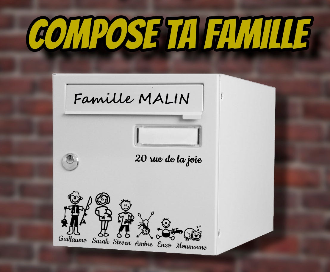 stickers Vinyle Adhésifs Thème Famille, Composez Votre Famille et Collez Là sur Boite Aux Lettres, V