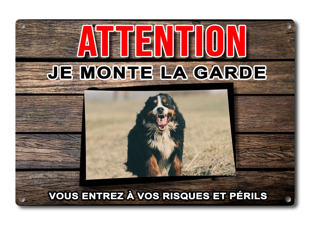 Plaque Bouvier Bernois Pancarte Pour Barrière Panneau de Portail en Aluminium Attention Au Chien Je 