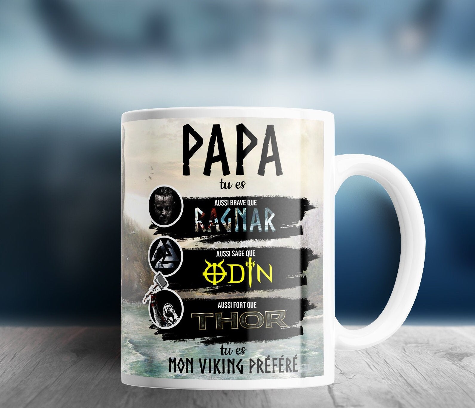 Mug Tasse Personnalisée Viking Tu Es Aussi Brave Que Ragnar, Odin, Fort Thor Idéal Fête Des Pères An