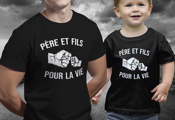 Duo Tee-shirts père et fils fille personnalisés poing - Etsy France