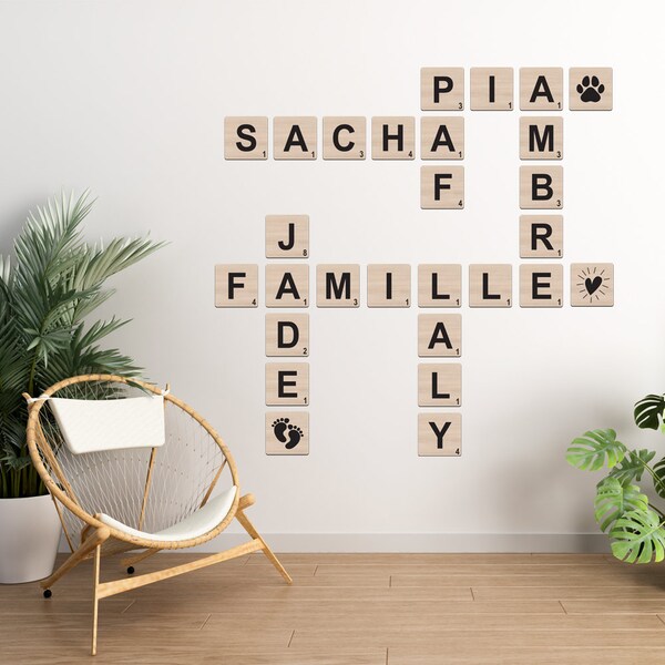 Lettre en bois scrabble - décoration murale bois