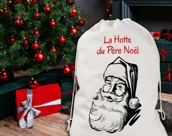 Hotte du père Noël sac à cadeau emballage cadeau réutilisable de Noël décoration déguisement