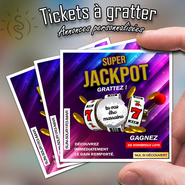 Ticket à gratter carte de jeu Super Jackpot casino annonce personnalisée grossesse, événement, demande, naissance, anniversaire, mariage