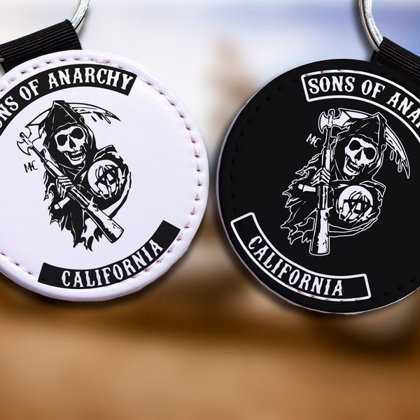 porte-clés logo Sons of Anarchy série moto simili cuir fête des pères anniversaire noël