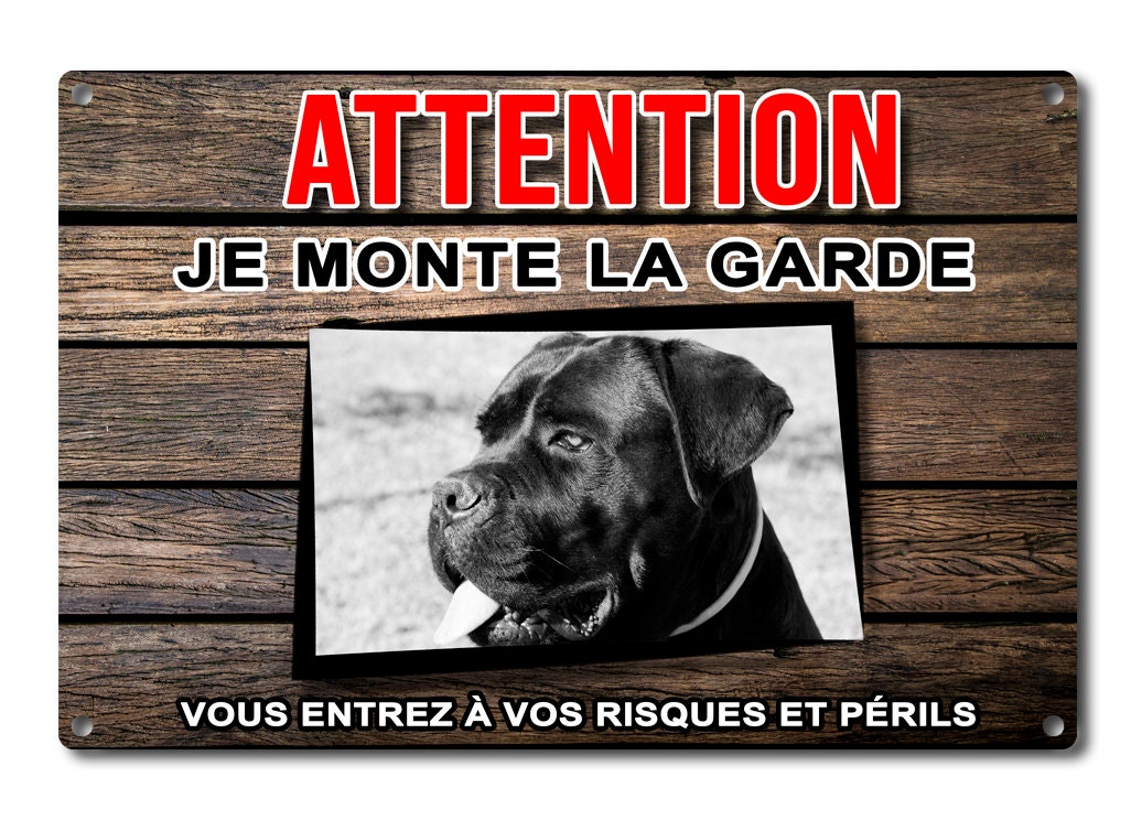 Plaque Cane Corso Pancarte Pour Barrière Panneau de Portail en Aluminium Attention Au Chien Je Monte