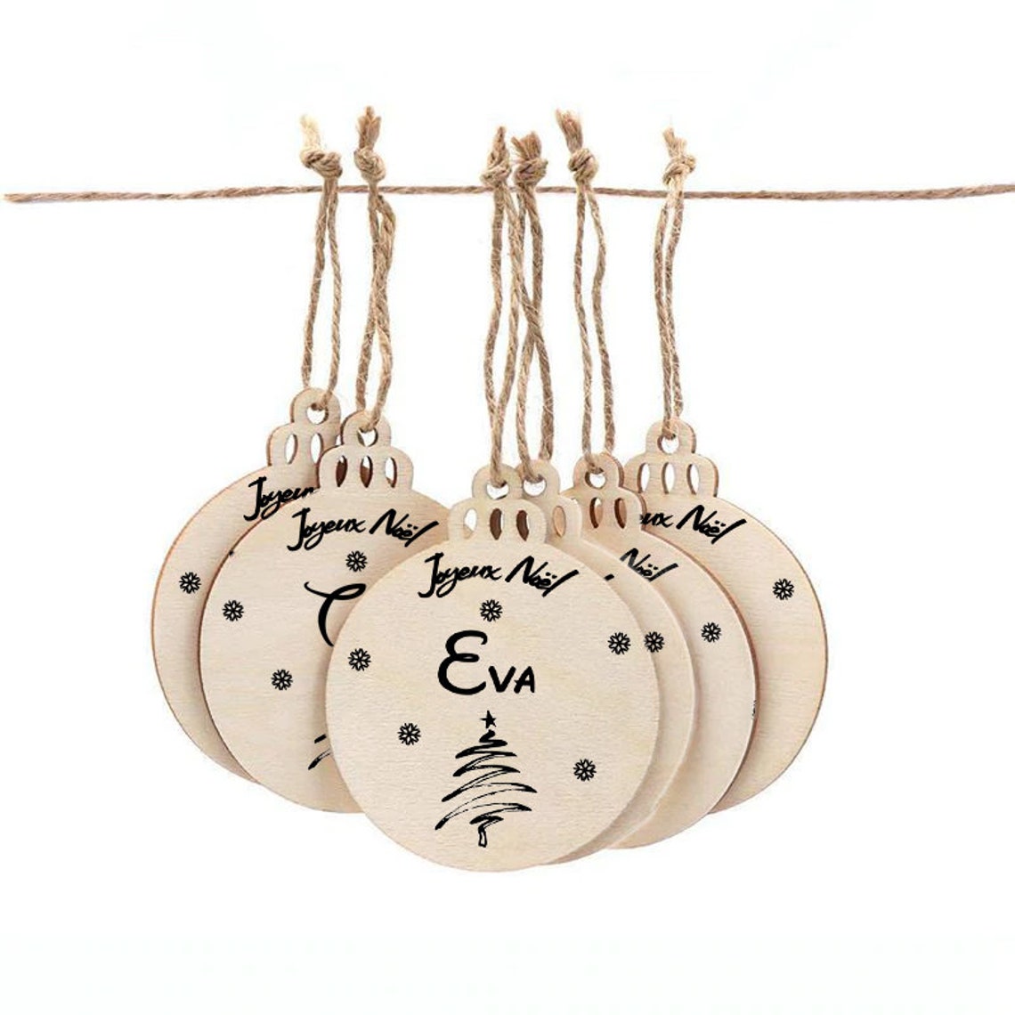 Boule noel bois personnalisée
