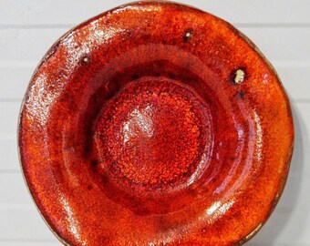Red stoneware slab-rolled dish/plate