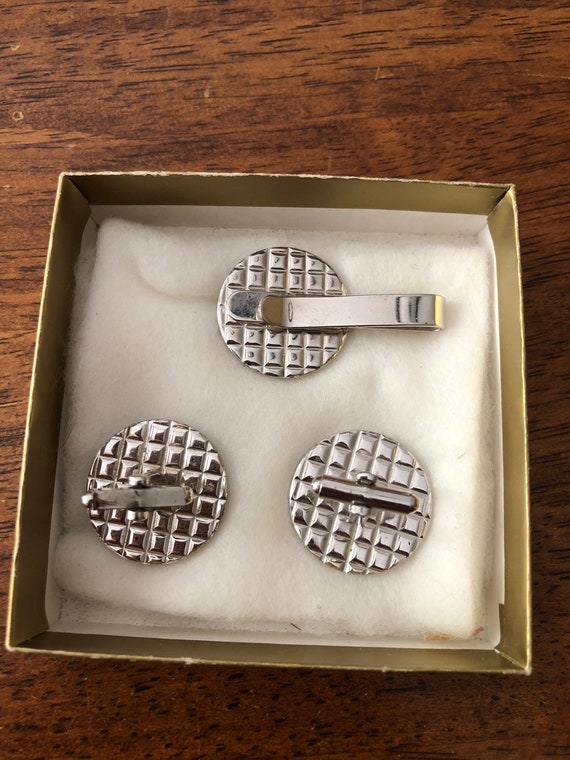 Greek comedy and tragedy mask tie clip and cuff links - Gem display picture 3