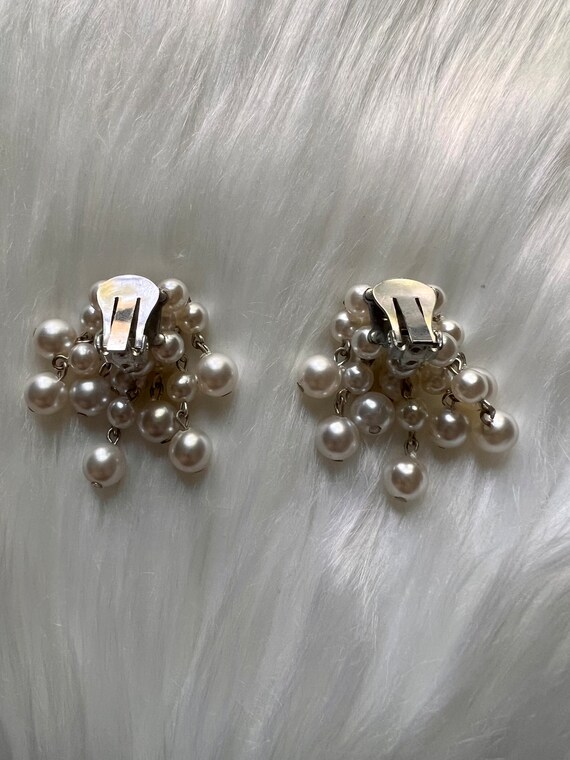 Vintage silver and pearl brooch with pearl earrin… - image 7