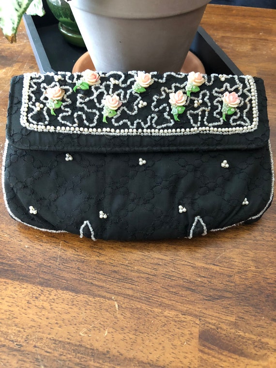 Black vintage Garay clutch with detailed beadwork - image 1