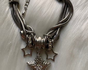 silver tone star charm bracelet
