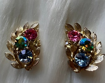 vintage leaf and color rhinestone