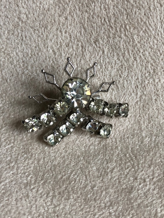 Unique vintage brooch with rhinestones - image 1