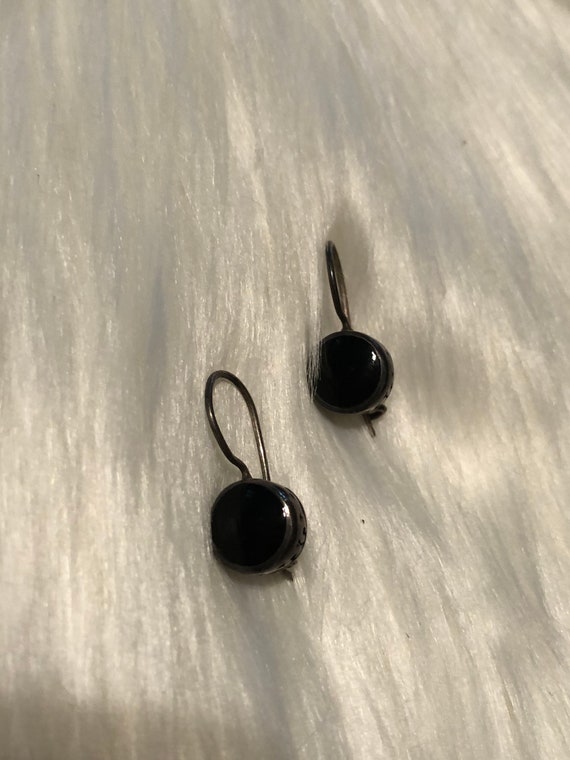 Vintage silver earrings with black stone