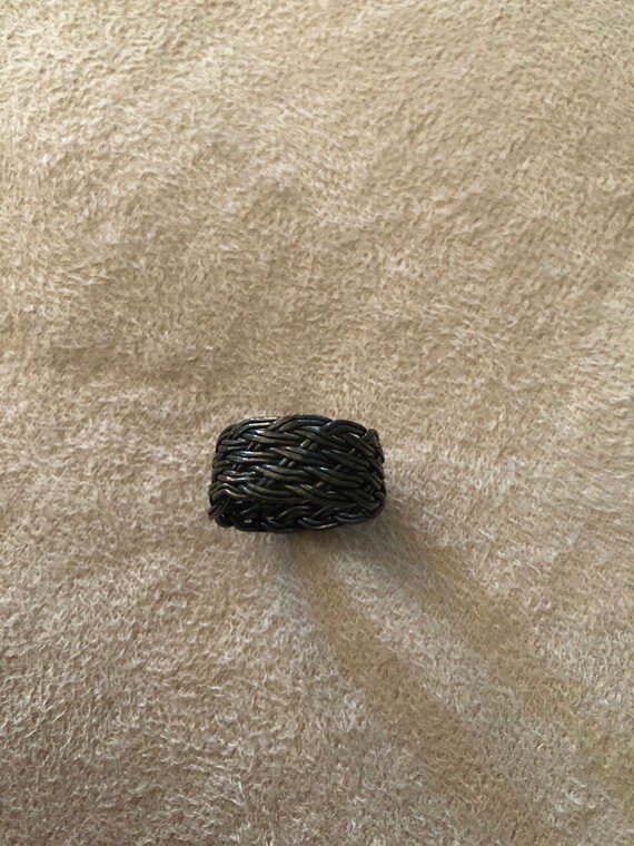 Silver ring with braided pattern - image 1