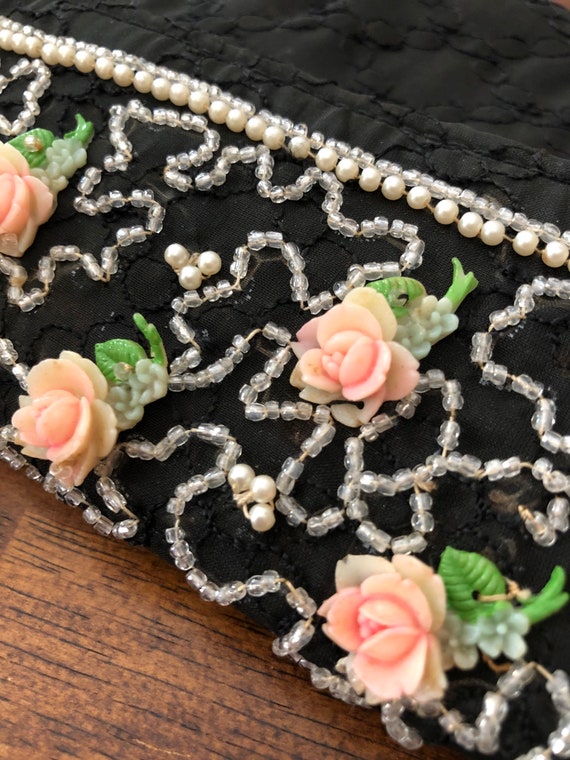 Black vintage Garay clutch with detailed beadwork - image 6