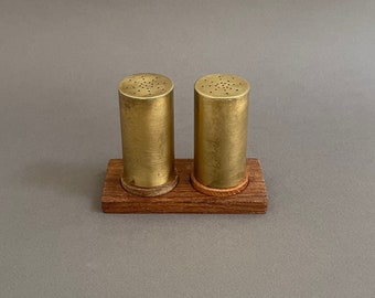 Vintage Scandinavian Brass Salt And Pepper Shakers. From The 1960s.