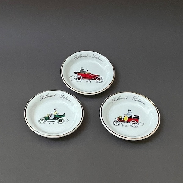 BILLECART-SALMON Champagne Vintage Coaster, Snack Dish or Vide Poche. 1901 and 1913 Red or Green Car Models.