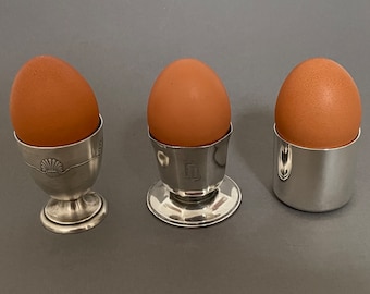 Vintage CHRISTOFLE Silver Eggcups: Vintage Art Deco, Art Modern and Contemporary French Decor.