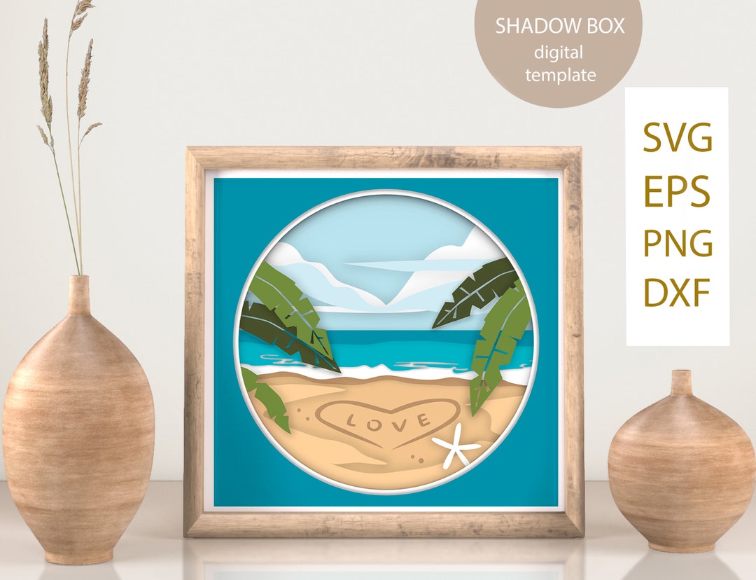 3d Sea Beach Shadow Box, Files for Cricut, Layered Paper Art 3D, SVG ...
