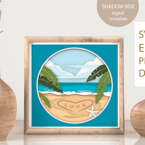 3d Sea beach shadow box, Files For Cricut, Layered Paper Art 3D, SVG,DIY Instant Download 3d Sea beach shadow box, Files For Cricut, Layered Paper Art 3D, SVG,DIY Instant Download