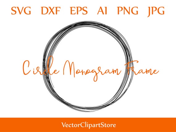 Brush Round Frame Vector Circle Monogram Frame Circle Etsy