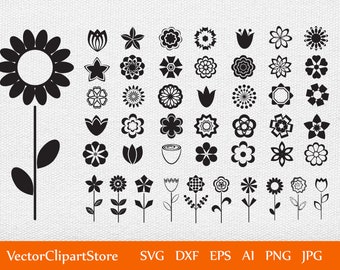 Minimal Flower Illustration, Simple Floral Design, Symbol Vector Clipart, Cricut Cut Files, Floral Vector Clipart, Floral Logo, Flower Sign