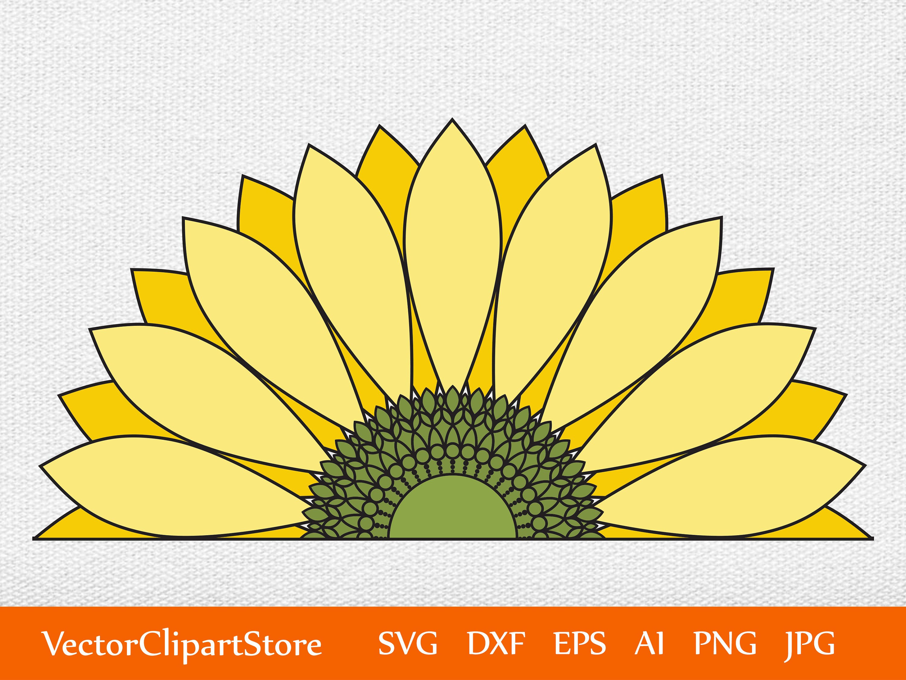 Mandala Sunflower Half sunflower svg Monogram SVG Digital | Etsy