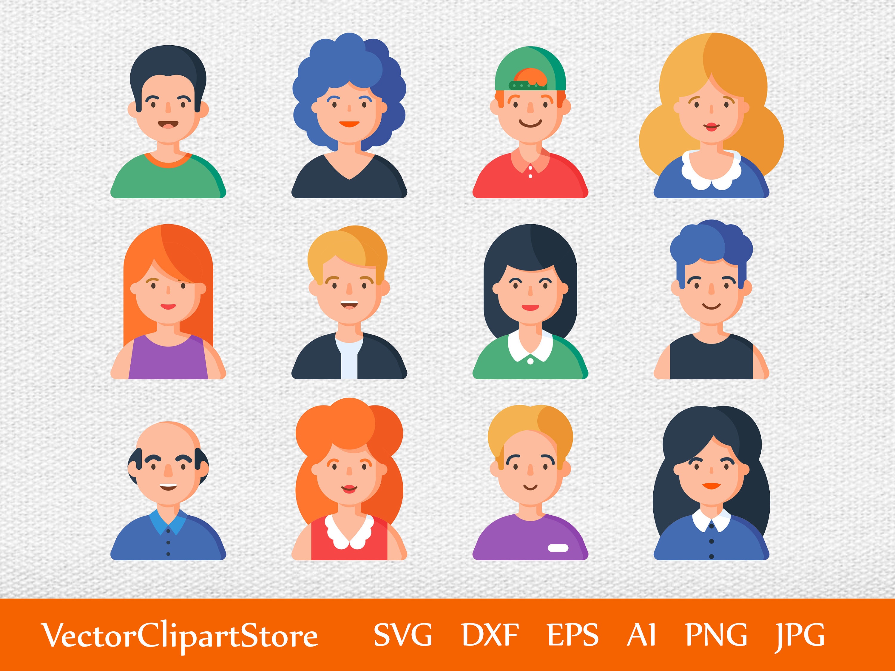 People Avatar Clipart 12 SVG Characters Cute People Avatar 