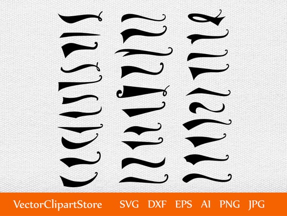 Font Swashes SVG, Font tails swooshes Svg set By SVGPouch