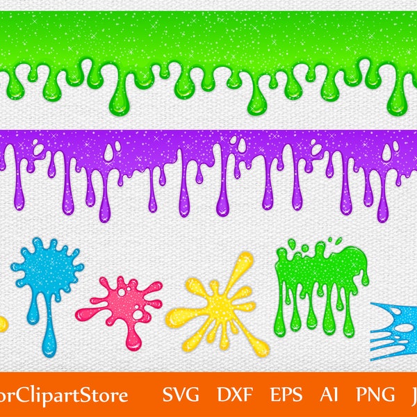 Slime Splats Cliparts, Slime SVG, Png, Paint splatter svg, Splatter svg file, Transparent Background PNG, Splatter svg bundle