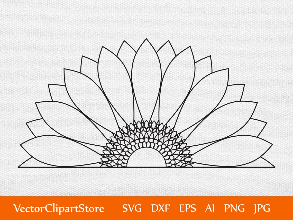 Mandala Sunflower Half Sunflower Svg Monogram SVG Digital - Etsy