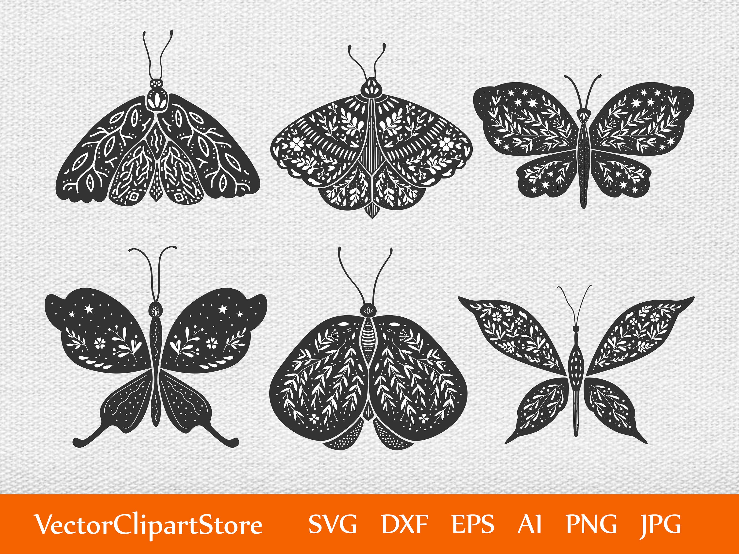 Boho SVG Clipart Butterfly With Tribal Wings Cricut Cut - Etsy