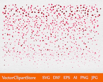 Cute Heart Confetti designs .SVG .DXF .PNG .Jpg .Eps Background. Valentine Decor