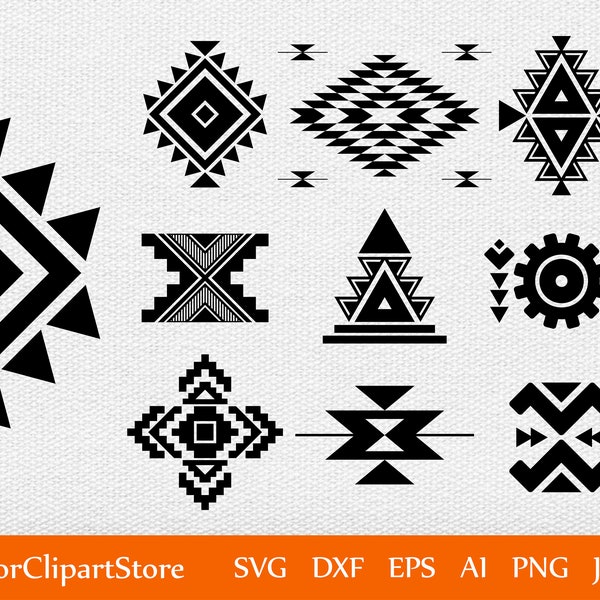 Tribal pattern, SVG Ethnic pattern, Boho Tribal pattern, Tribal tattoo pattern,  SVG 9 patterns bundle