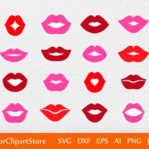 Lips SVG, Kiss svg, Pink lips svg, Red lips svg, Mouth svg, cut file, design, dxf, clipart, vector, icon set, eps, png