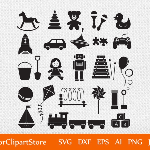 Kids toys SVG, Toys for Children SVG, cars circus school Cutting Files svg illustration Set Digital eps png dxf jpg Clip Art Vector Clipart