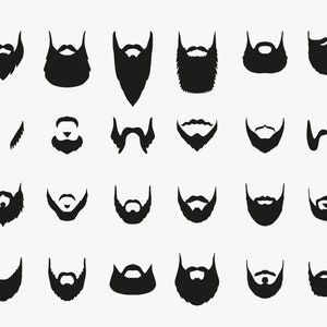 Pacote SVG de barbas masculinas. Conjunto de desenhos de bigode. SVG Png Eps Dxf. Clipart de rosto. Kit Retrato