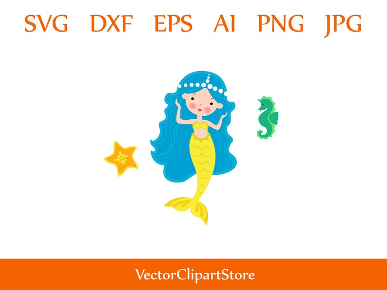 Download Little Girl Mermaid Set SVG DXF Files for Cricut and | Etsy