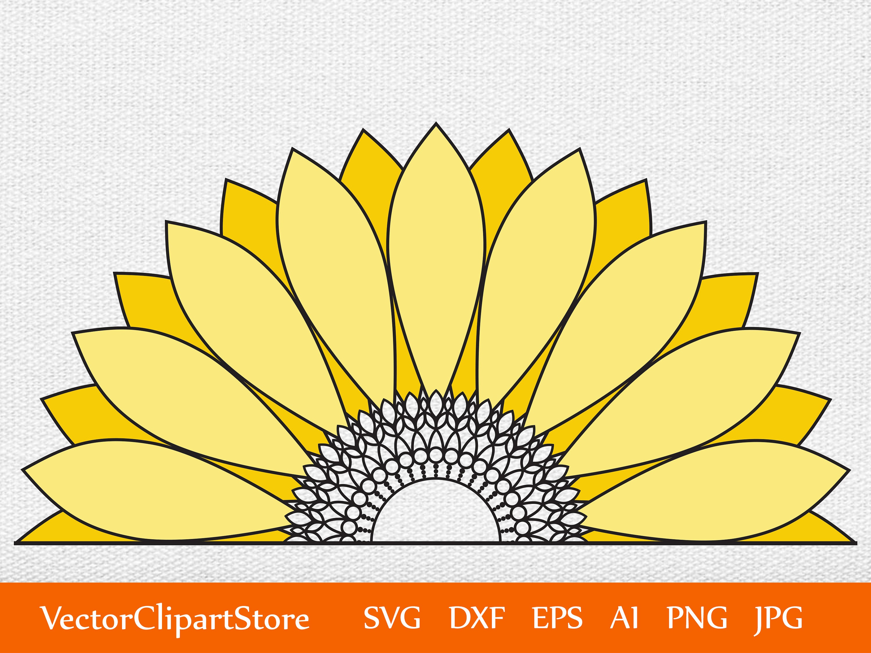 Mandala Sunflower Half sunflower svg Monogram SVG Digital | Etsy