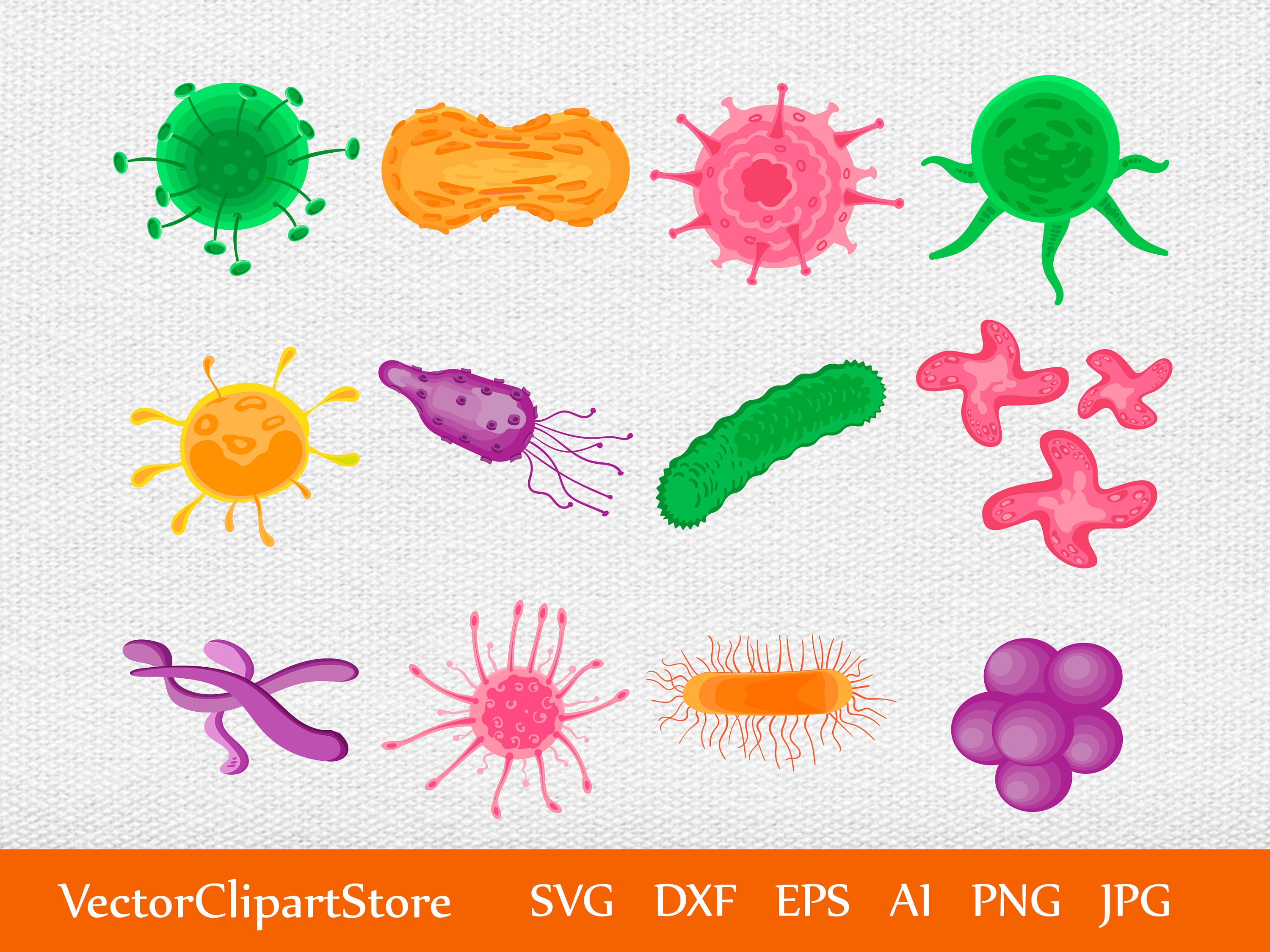 Conjunto de imágenes prediseñadas vectoriales de virus y - Etsy España