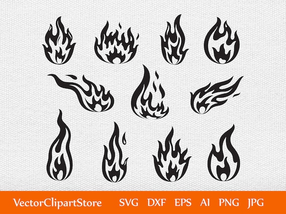 Flame Fire Black Contour PNG & SVG Design For T-Shirts